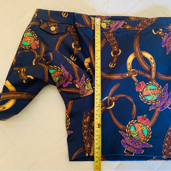Ralph Lauren dark navy cotton shorts with Equestrian polo horse mallet print 10 - Picture 16 of 16